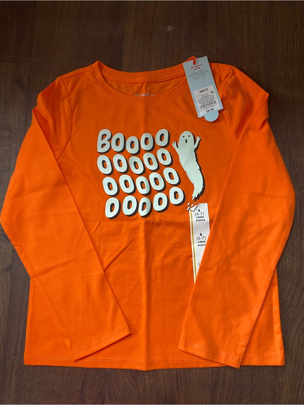 Cat & Jack Orange Long-Sleeve Halloween Ghost Tee